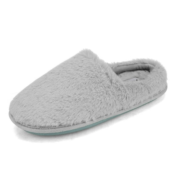 DREAM PAIRS Plush Fuzzy Slippers For Women Slip on Indoor Winter House Slippers Women's Bedroom Slippers Shoes GEROLDY GREY Size 6