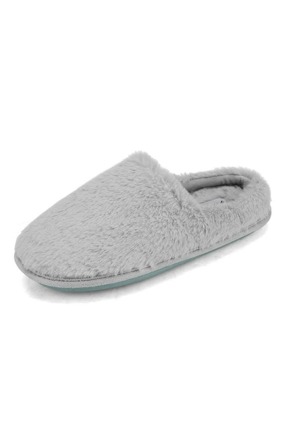 Plush Fuzzy Slippers For Women Slip on Indoor Winter House Slippers Women's Bedroom Slippers Shoes GEROLDY GREY Size 8