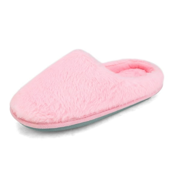 DREAM PAIRS Plush Fuzzy Slippers For Women Slip on Indoor Winter House Slippers Women's Bedroom Slippers Shoes GEROLDY PINK Size 10