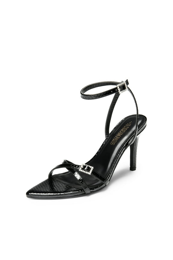 Pointy Toe Heels for Women Stiletto Sexy Strappy Ankle Strap 3.7 inch High Heel Sandals for Party Prom