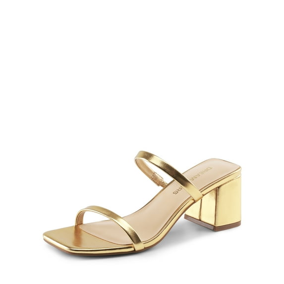 DREAM PAIRS Sandal Heels for Women Low Square Open Toe Block Chunky Heels Slip On Slides Mules for Party Homecoming Daily