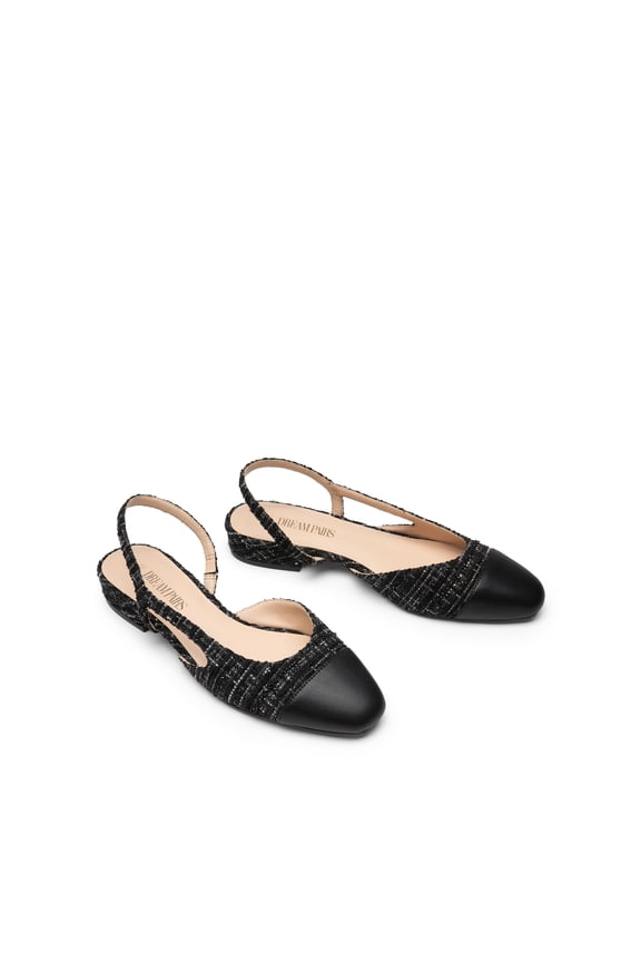 Slingback Ballet Flats for Women Square Cap Toe Low Heel Dress Shoes Comfortable Work Flats for Office Party Wedding Business Casual