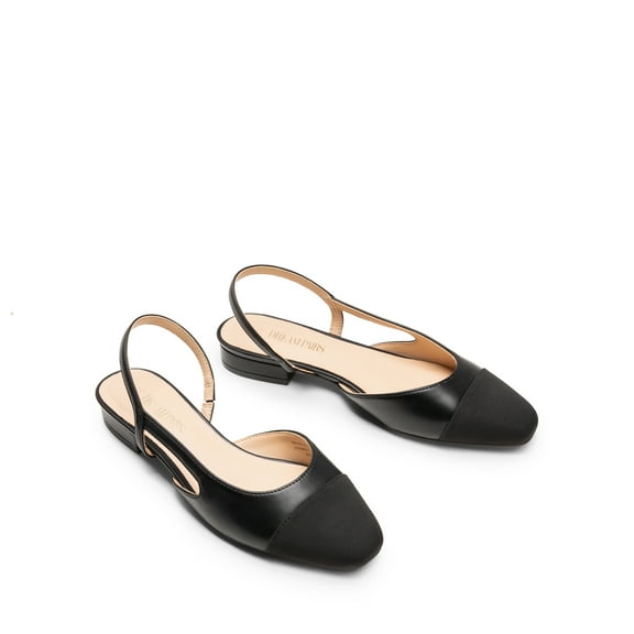 DREAM PAIRS Slingback Ballet Flats for Women Square Cap Toe Low Heel Dress Shoes Comfortable Work Flats for Office Party Wedding Business Casual