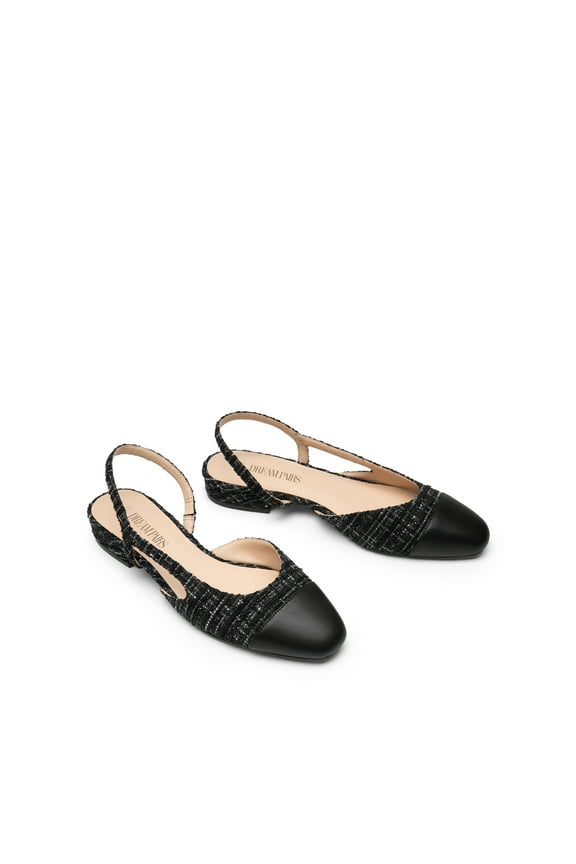 Slingback Ballet Flats for Women Square Cap Toe Low Heel Dress Shoes Comfortable Work Flats for Office Party Wedding Business Casual