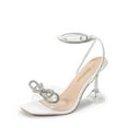 thumbnail image 1 of DREAM PAIRS Stiletto Bow Heels for Women Strappy Sparkly Rhinestone Square Toe Clear Crystal High Sandals for Party Wedding, 1 of 6