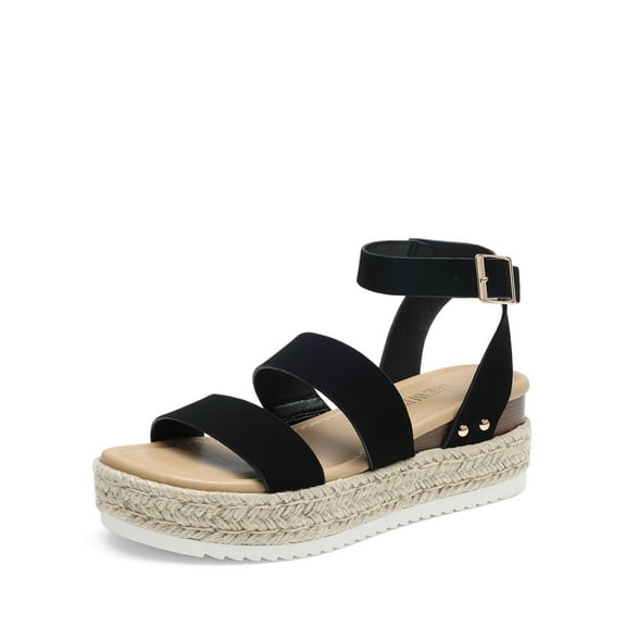 DREAM PAIRS Strappy Espadrille Platform Wedge Sandals for Women Dressy Summer, Comfortable Open Toe Sandals with Cushioned Insole and Ankle Strap Buckle