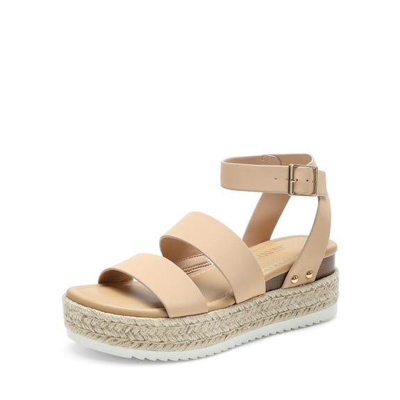 DREAM PAIRS Strappy Espadrille Platform Wedge Sandals for Women Dressy Summer, Comfortable Open Toe Sandals with Cushioned Insole and Ankle Strap Buckle
