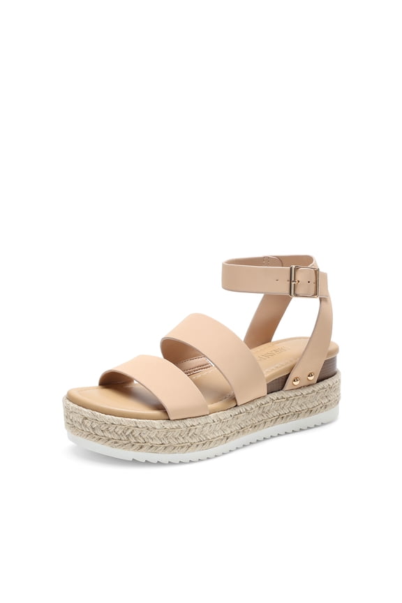 Strappy Espadrille Platform Wedge Sandals for Women Dressy Summer, Comfortable Open Toe Sandals with Cushioned Insole and Ankle Strap Buckle