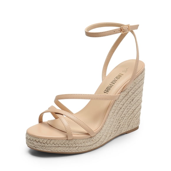 DREAM PAIRS Strappy Espadrille Platform Wedge Sandals for Women Dressy Summer, Comfortable Open Toe Sandals with Cushioned Insole and Ankle Strap Buckle