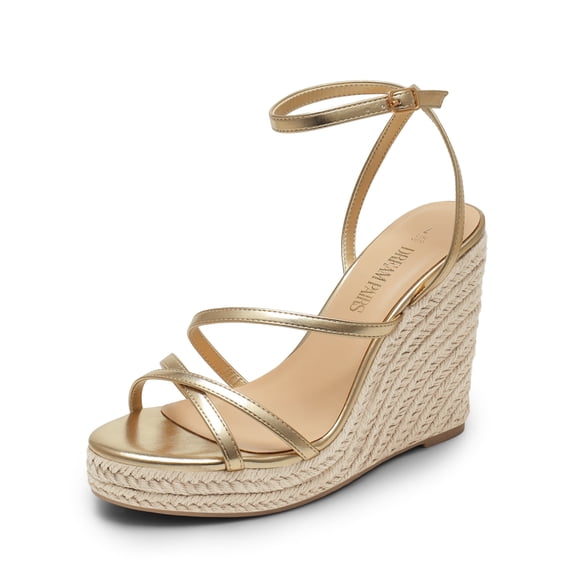 DREAM PAIRS Strappy Espadrille Platform Wedge Sandals for Women Dressy Summer, Comfortable Open Toe Sandals with Cushioned Insole and Ankle Strap Buckle