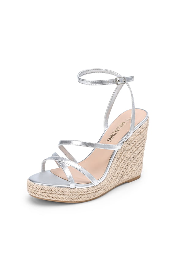 Strappy Espadrille Platform Wedge Sandals for Women Dressy Summer, Comfortable Open Toe Sandals with Cushioned Insole and Ankle Strap Buckle