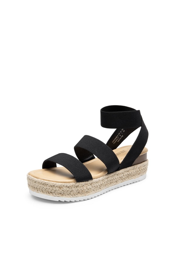 Strappy Espadrille Platform Wedge Sandals for Women Dressy Summer, Comfortable Open Toe Sandals with Cushioned Insole and Ankle Strap Buckle