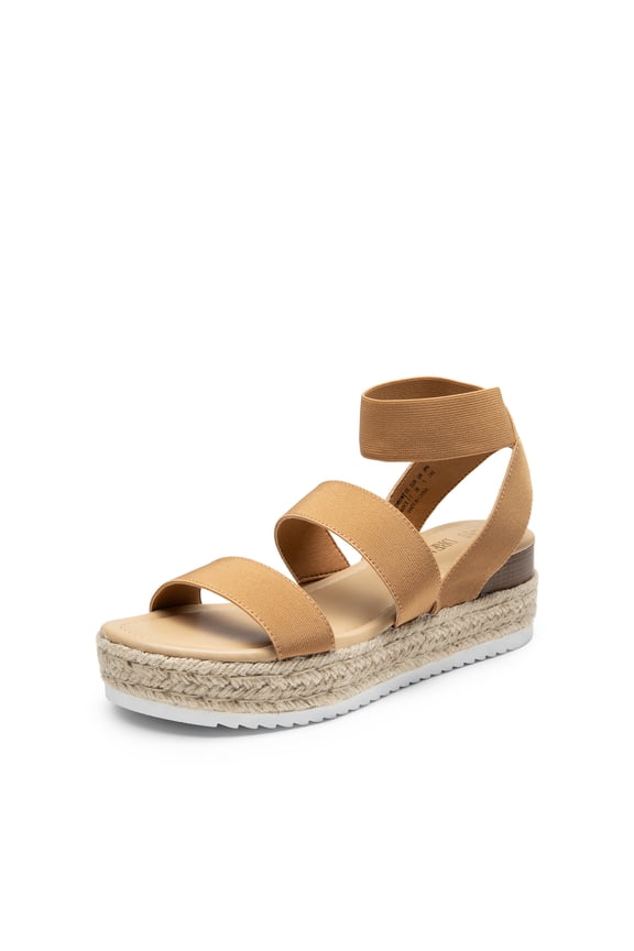 Strappy Espadrille Platform Wedge Sandals for Women Dressy Summer, Comfortable Open Toe Sandals with Cushioned Insole and Ankle Strap Buckle