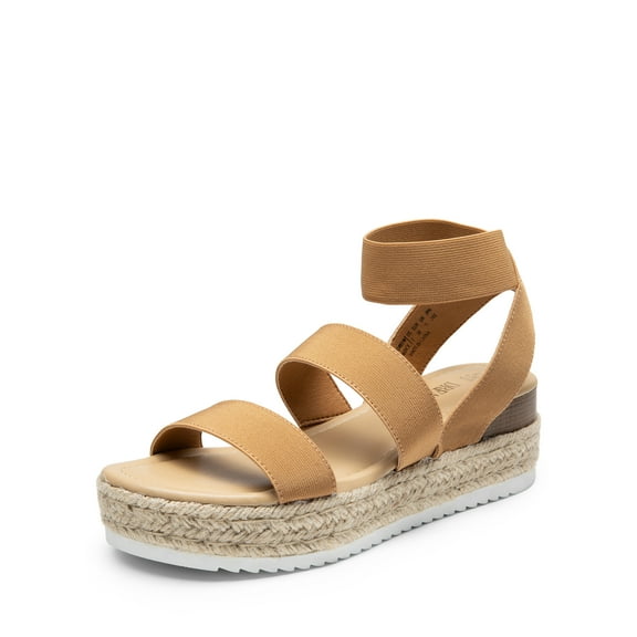 DREAM PAIRS Strappy Espadrille Platform Wedge Sandals for Women Dressy Summer, Comfortable Open Toe Sandals with Cushioned Insole and Ankle Strap Buckle