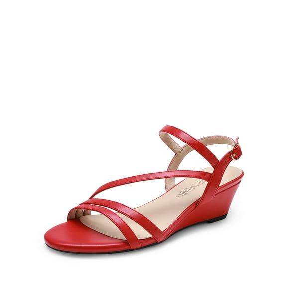 DREAM PAIRS Strappy Wrapped Dressy Wedge Sandals, Comfortable  Sparkly Rhinestone Ankle Strap Mid Heel Wedges Casual Summer, Open Toe Evening Dress Wedding Dance Shoes