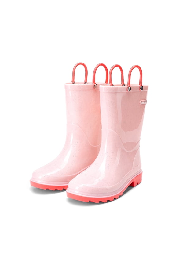 Rain Boots Glitter Boys Girls with Easy-on Handles Sparkly Waterproof Boots Outdoor Playing Rain Boots Unisex-Child