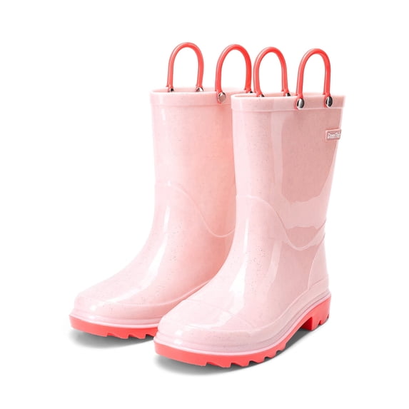 DREAM PAIRS Toddler Kids Glitter Rain Boots Boys Girls Waterproof Light Up with Easy-on Handles Pink Size 5T
