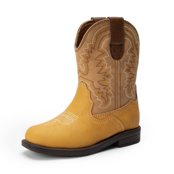 BURUDANI Toddler Little Boys Girls Cowboy Boots Kids Western Square Toe Riding Mid Calf Boots