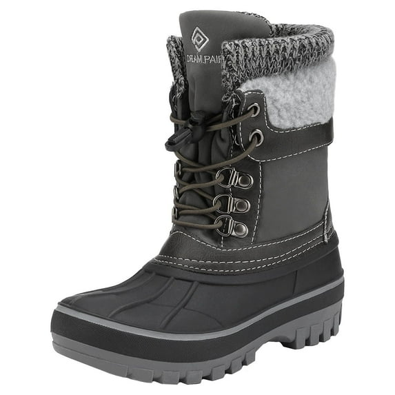 Dream Pairs Toddlers Kids Boys Girls Winter Snow Boots Waterproof Outdoor Shoes KMONTE-1 BLACK/GREY Size 2