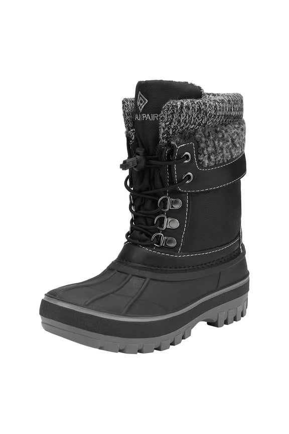 Toddlers Kids Boys Girls Winter Snow Boots Waterproof Outdoor Shoes KMONTE-1 BLACK Size 2, Medium Width