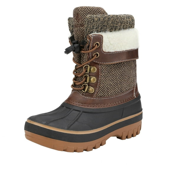 Dream Pairs Toddlers Kids Boys Girls Winter Snow Boots Waterproof Outdoor Shoes KMONTE-1 BROWN Size 4