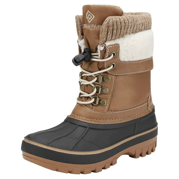 Dream Pairs Toddlers Kids Boys Girls Winter Snow Boots Waterproof Outdoor Shoes KMONTE-1 TAN Size 1