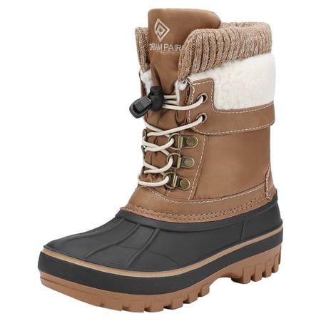 Dream Pairs Toddlers Kids Boys Girls Winter Snow Boots Waterproof Outdoor Shoes KMONTE-1 TAN Size 2