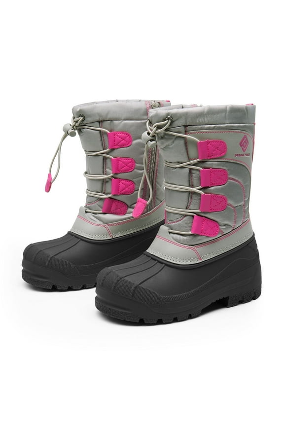 Unisex Kids Knee High Waterproof Insulated Snow Boots, Grey/Pink, Size 6 Big Kid