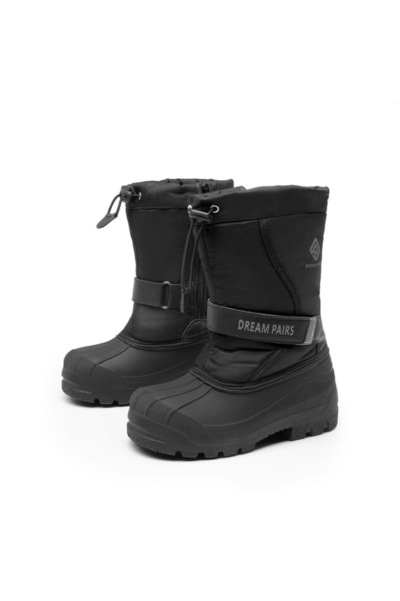 Unisex Kids Waterproof Winter Snow Boots, Mid Calf, Black, 2 M