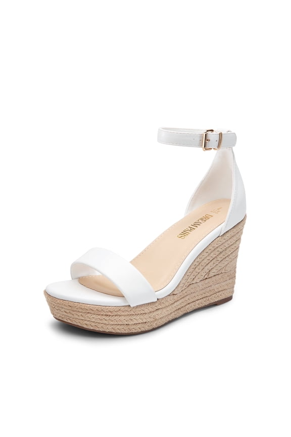 Wedge Sandals for Women, Platform Open Toe Espadrilles Ankle Strap Ladies 3.66 Inch Heel Wedges - Cute Fashion Comfy Buckle Beach Vocation Dressy Summer Shoes