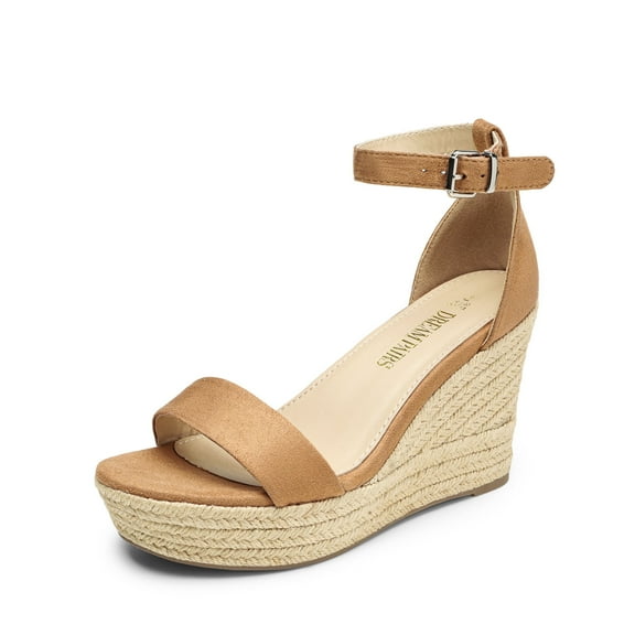 BURUDANI Wedge Sandals for Women, Platform Open Toe Espadrilles Ankle Strap Ladies 3.66 Inch Heel Wedges - Cute Fashion Comfy Buckle Beach Vocation Dressy Summer Shoes