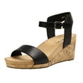 thumbnail image 1 of DREAM PAIRS Women Ankle Strap Wedge Sandals Open Toe Sandals One Strap Platform Heel Sandals Shoes NINI-8 BLACK/PU Size 11, 1 of 6