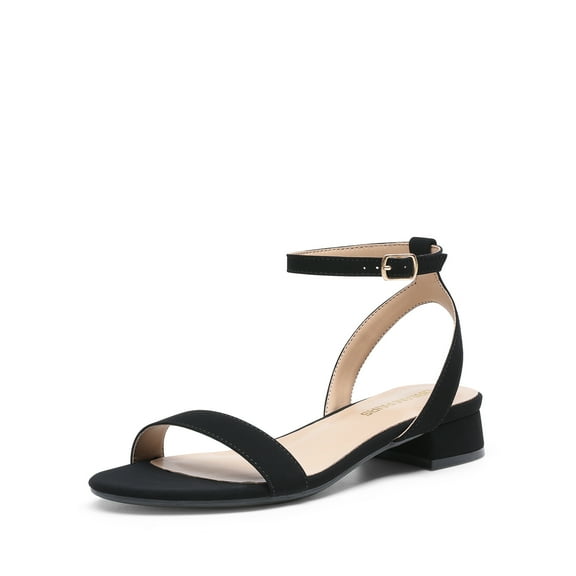 DREAM PAIRS Women Black White Nude Clear Sandals Low Heel Dressy Sandals Ankle Strap Open Toe Chunky Block Heeled Summer Classic Comfortable Flat Shoes
