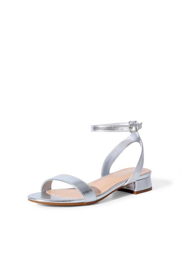 Women Black White Nude Clear Sandals Low Heel Dressy Sandals Ankle Strap Open Toe Chunky Block Heeled Summer Classic Comfortable Flat Shoes