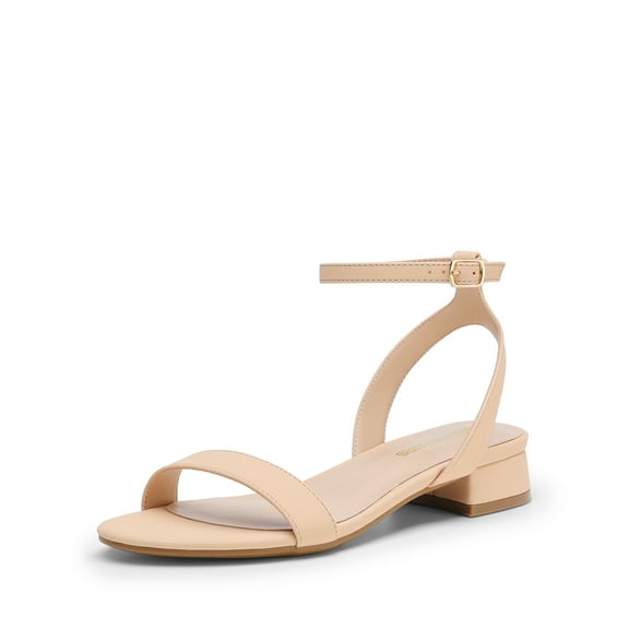 DREAM PAIRS Women Black White Nude Clear Sandals Low Heel Dressy Sandals Ankle Strap Open Toe Chunky Block Heeled Summer Classic Comfortable Flat Shoes