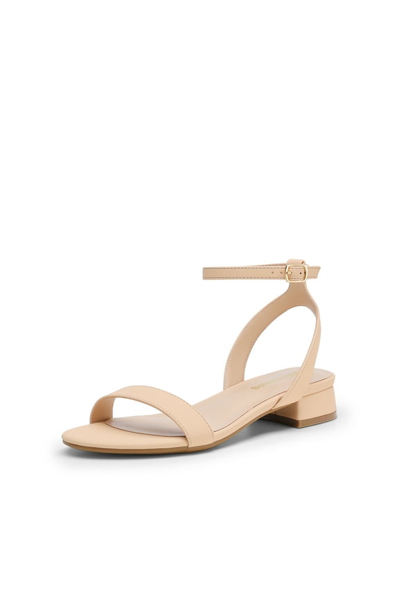 Women Black White Nude Clear Sandals Low Heel Dressy Sandals Ankle Strap Open Toe Chunky Block Heeled Summer Classic Comfortable Flat Shoes