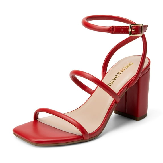DREAM PAIRS Women Heels Chunky Square Open Toe Strappy Ankle Strap Block High Heeled Sandals for Dressy Wedding Comfortable Shoes