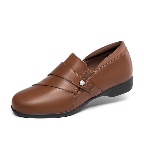 DREAM PAIRS Women Loafer Slip-on Dressy Comfortable Loafers Business Casual Work Office Loafer Shoes Faux Leather Round Toe with Arch Support