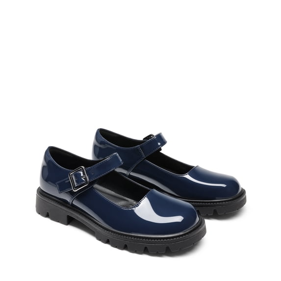 DREAM PAIRS Women's Chunky Mary Jane Flats with Adjustable Buckle Strap, Comfortable Platform Dress Shoes for School Work Office & Casual Wear