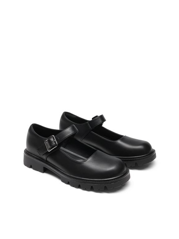 Women's Chunky Mary Jane Flats with Adjustable Buckle Strap, Comfortable Platform Dress Shoes for School Work Office & Casual Wear