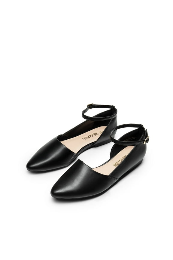 Women'S Dressy Flats Detachable Ankle-Strap Pointed Toe Ballet Flats Shoes Black Size 7