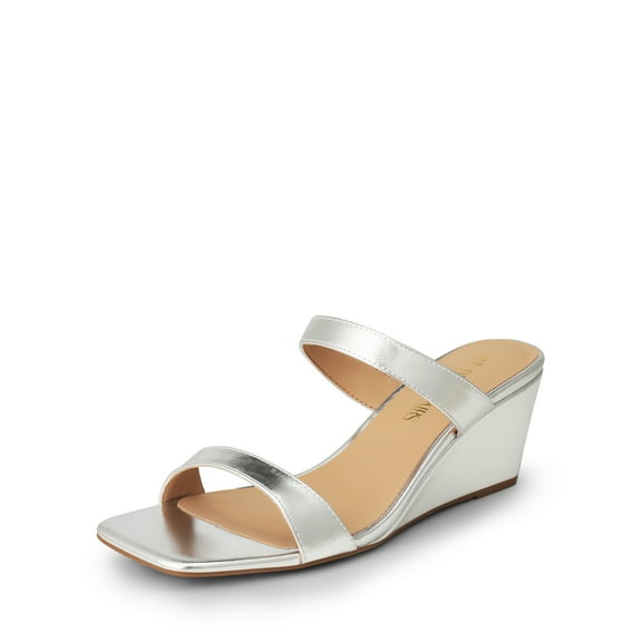 DREAM PAIRS Women Slides Wedge Sandals Square Open Toe Dress Casual Strappy Shoes