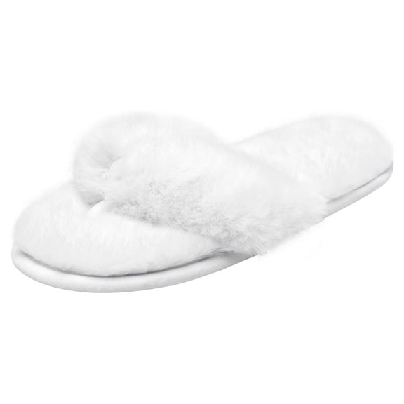 DREAM PAIRS Women Soft Faux Fur Thong SLippers Women's Slip on House Slippers Fuzzy Warm Houseslippers Shoes SPA-03 CREAM Size 12