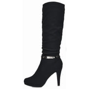 DREAM PAIRS Stivali Alti Donna Con Tacco A Blocco E Ricami Western, Tacco 7.1 Cm, Taglia 41 Marrone