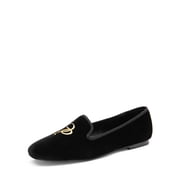 DREAM PAIRS Women Velvet Embroidery Flats shoes Round Toe Slip On Ballet Shoes