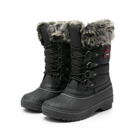 Women Waterproof Snow Boots Outdoor Mid Calf Lace Up Winter Warm Snow Boots US