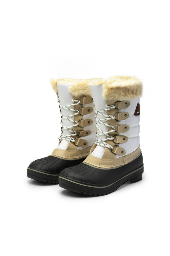 Women Waterproof Snow Boots Outdoor Mid Calf Lace Up Winter Warm Snow Boots US