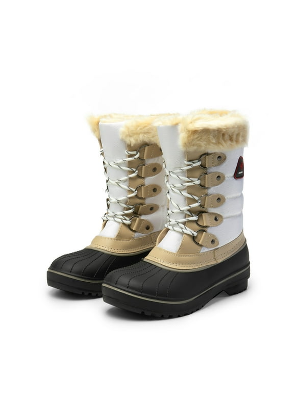 Women Waterproof Snow Boots Outdoor Mid Calf Lace Up Winter Warm Snow Boots US