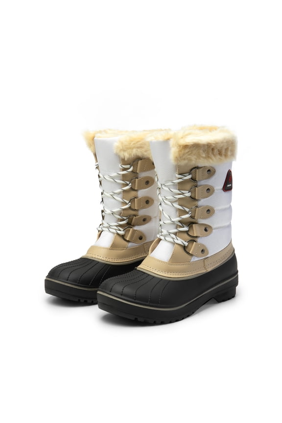 Women Waterproof Snow Boots Outdoor Mid Calf Lace Up Winter Warm Snow Boots US