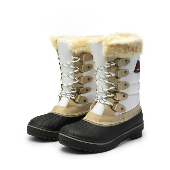 Women Waterproof Snow Boots Outdoor Mid Calf Lace Up Winter Warm Snow Boots US